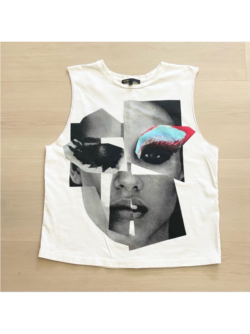 Maje graphic muscle tank t shirt S